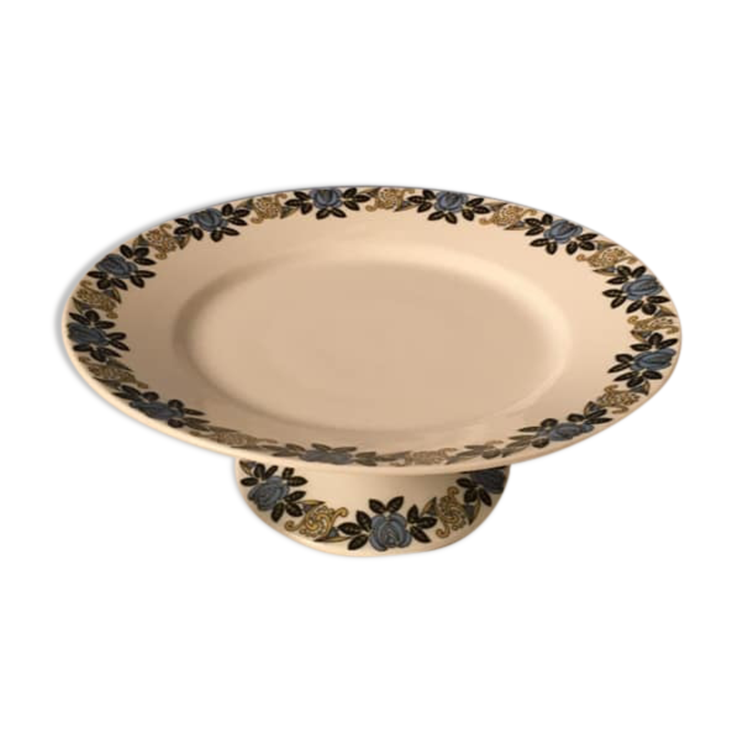 Limoges porcelain cake display with stylized floral motifs