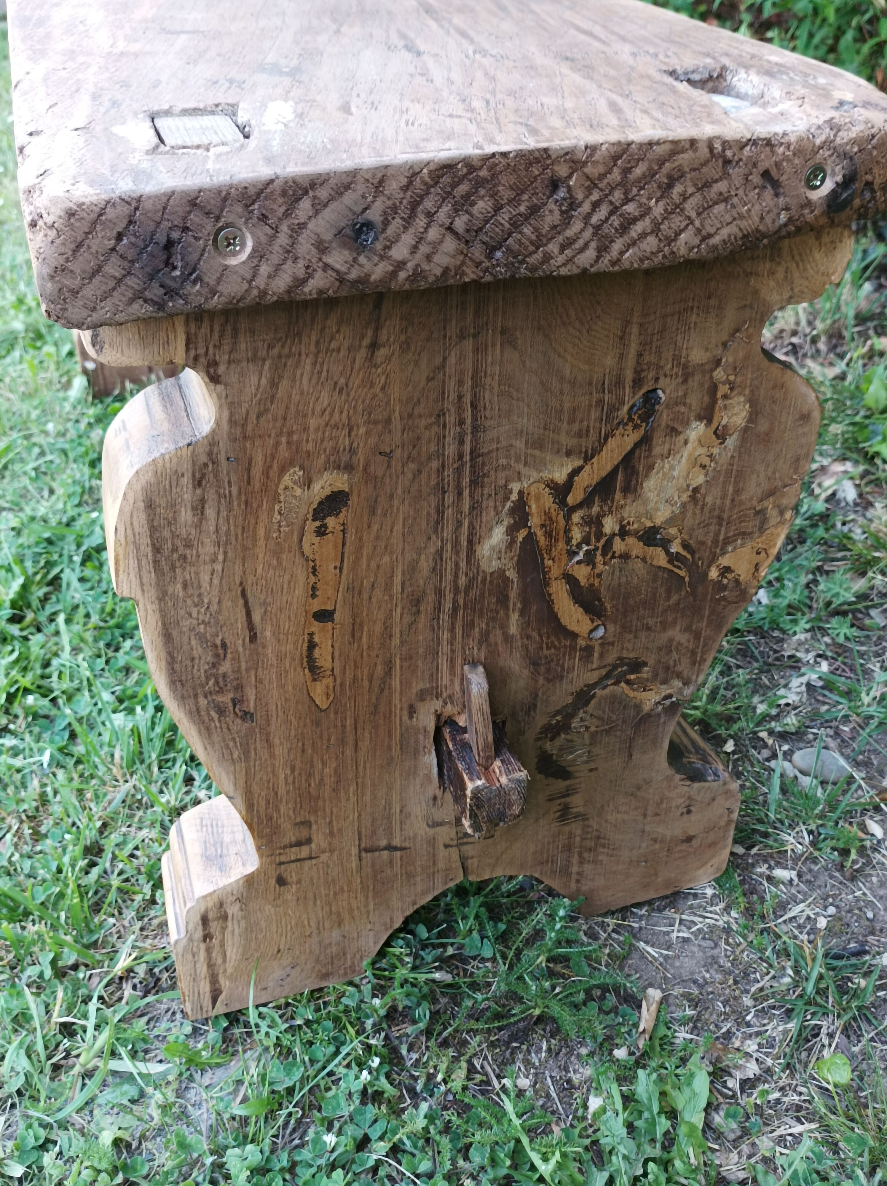 Brutalist oak bench