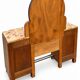 Ensemble coiffeuse 1930 Art Déco en Noyer avec dessus marbre et chevet