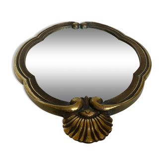 Ancien miroir en laiton coquille baroque