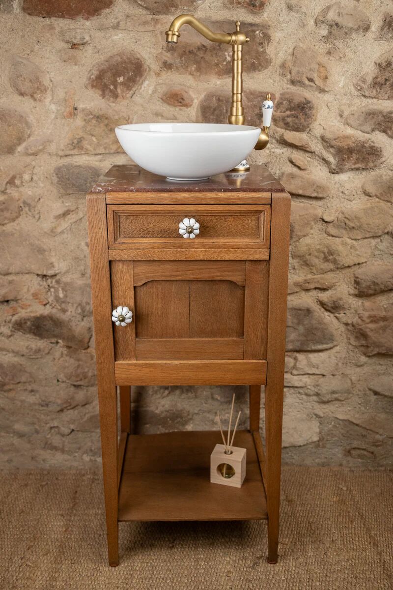 Antique wooden and red marble washstand (Art Deco style)
