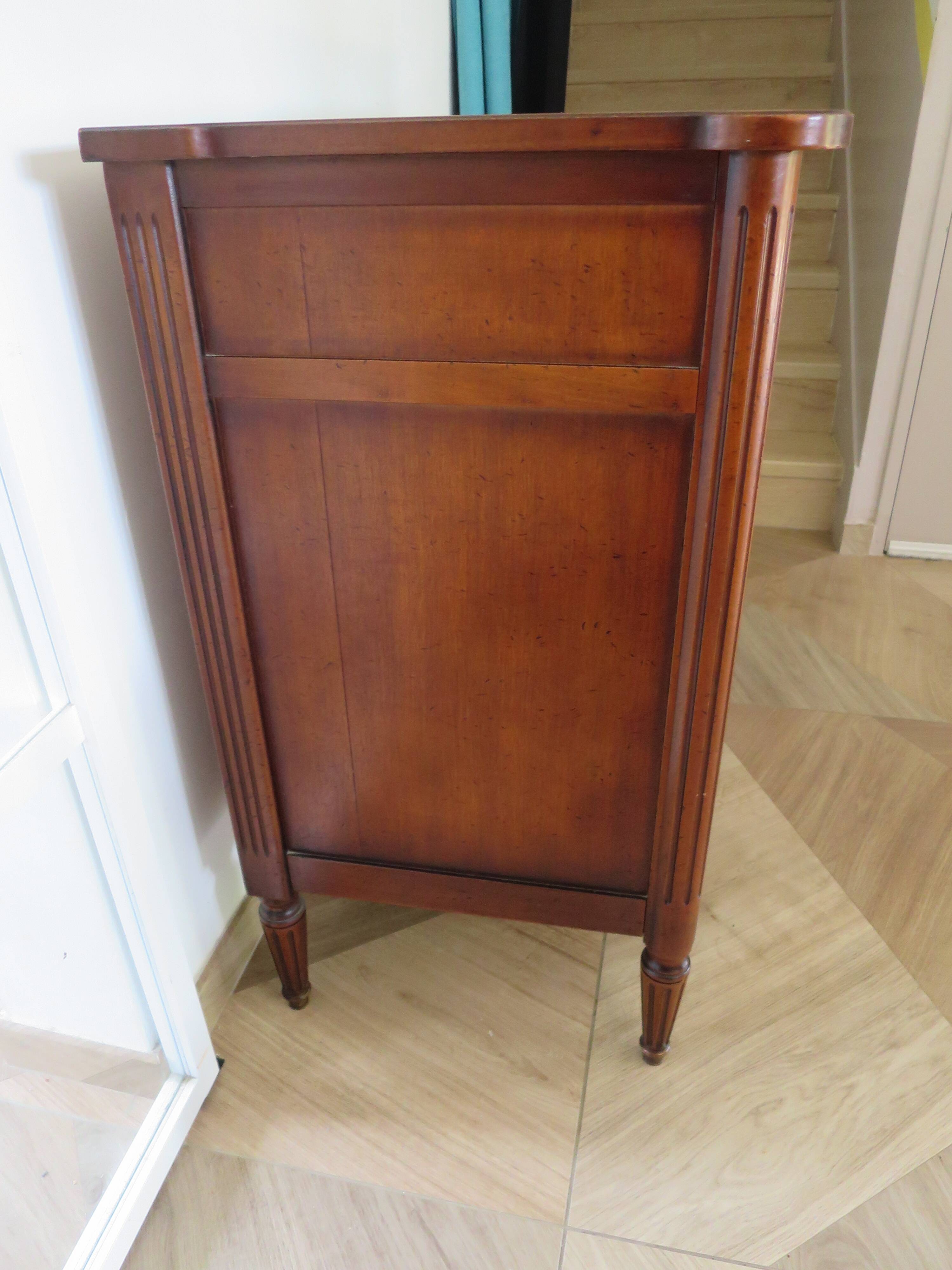 Louis XVI-style sideboard - 1 drawer - fluted legs - mahogany - solid wood