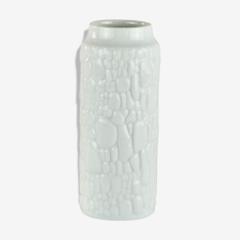 Vase en porcelaine kaiser blanc de bisque avec impression reptilienne années 1970