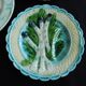 6 French Antique Asparagus Plates in Majolica