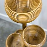 Support à plantes italien en bambou à plusieurs niveaux des années 1960, avec cinq coupes sculpturales.