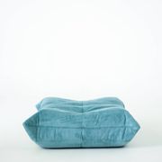 Togo set of armchair and pouf in light blue corduroy