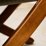 Fauteuil en hêtre avec revêtement en cuir