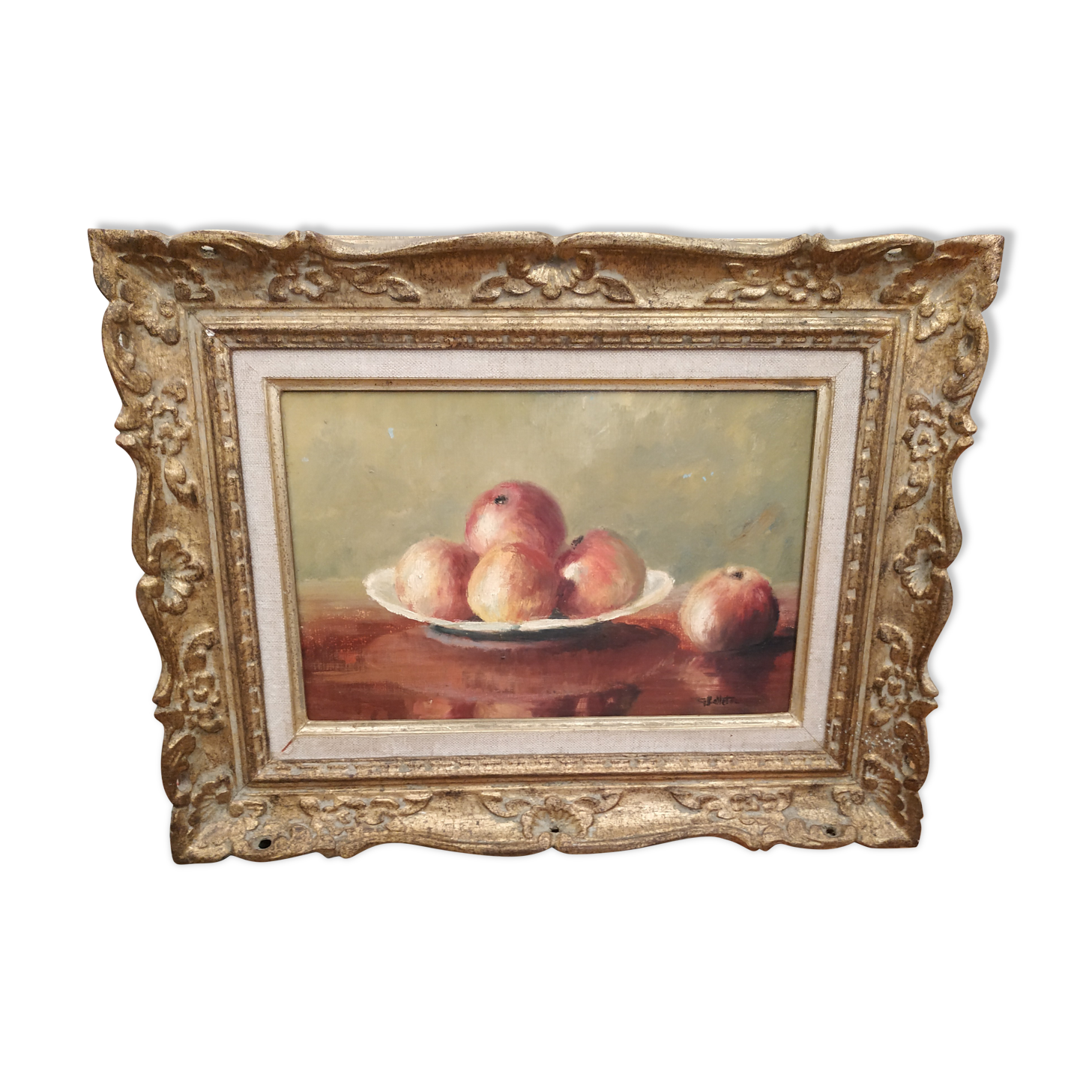Still life painting with apples
