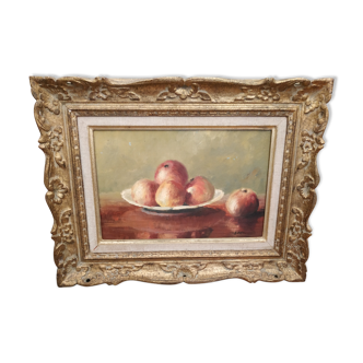 Still life painting with apples