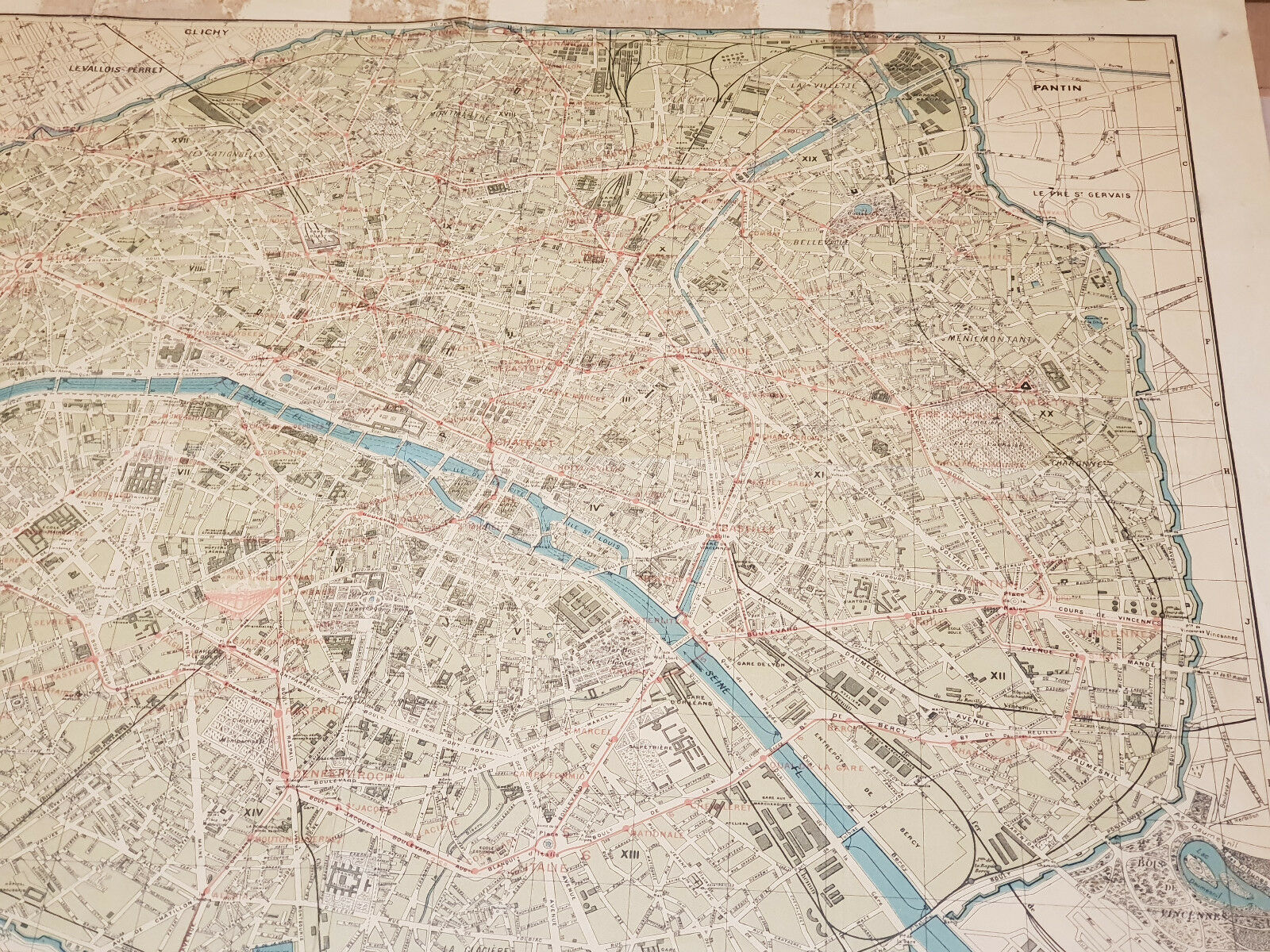 Old map of the city of Paris, 1911