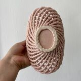 Vintage pink woven ceramic basket