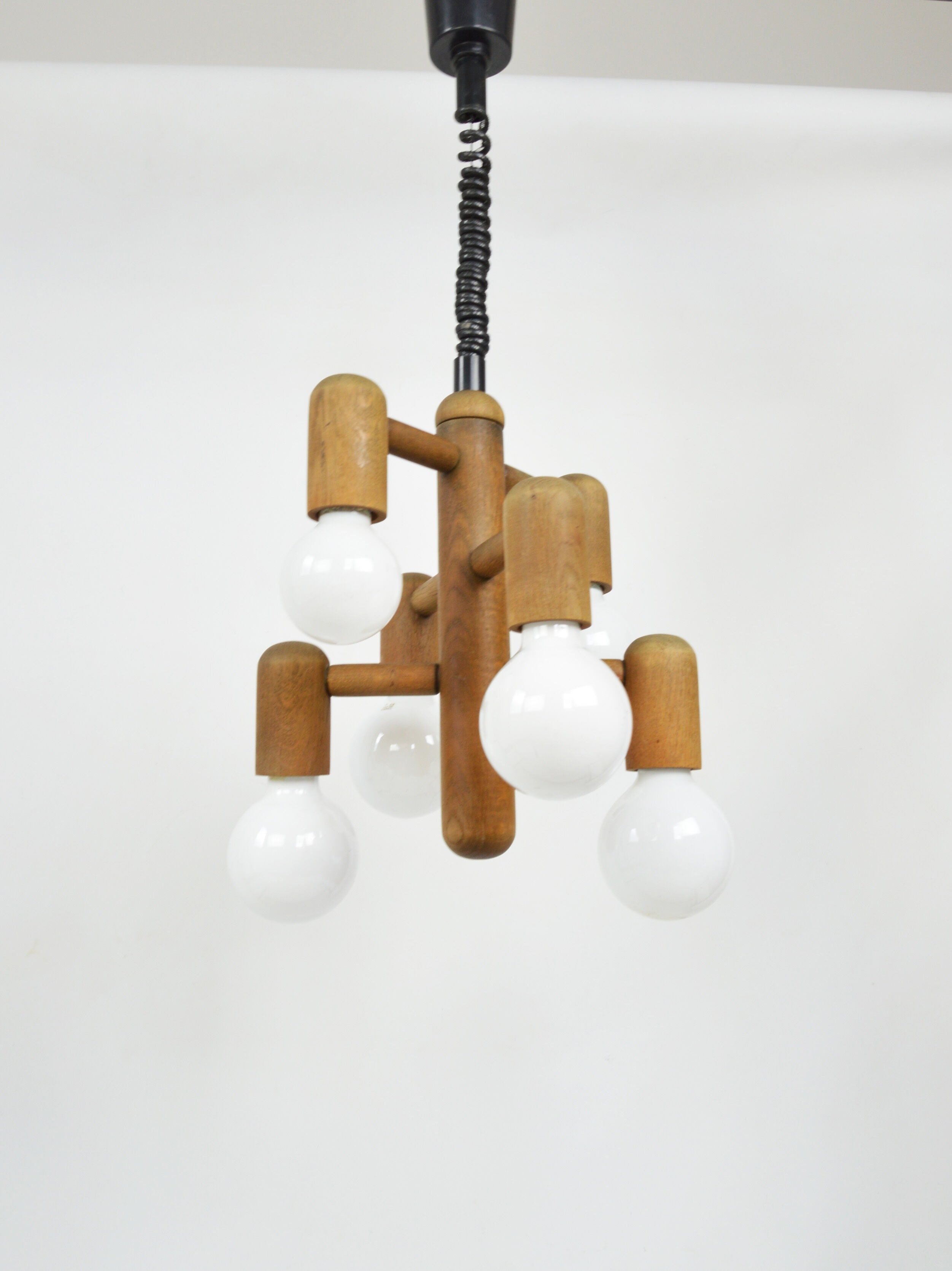 Wooden pendant lamp, 1970s