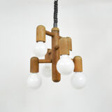 Wooden pendant lamp, 1970s