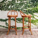 2 rattan and canning bar high chairs