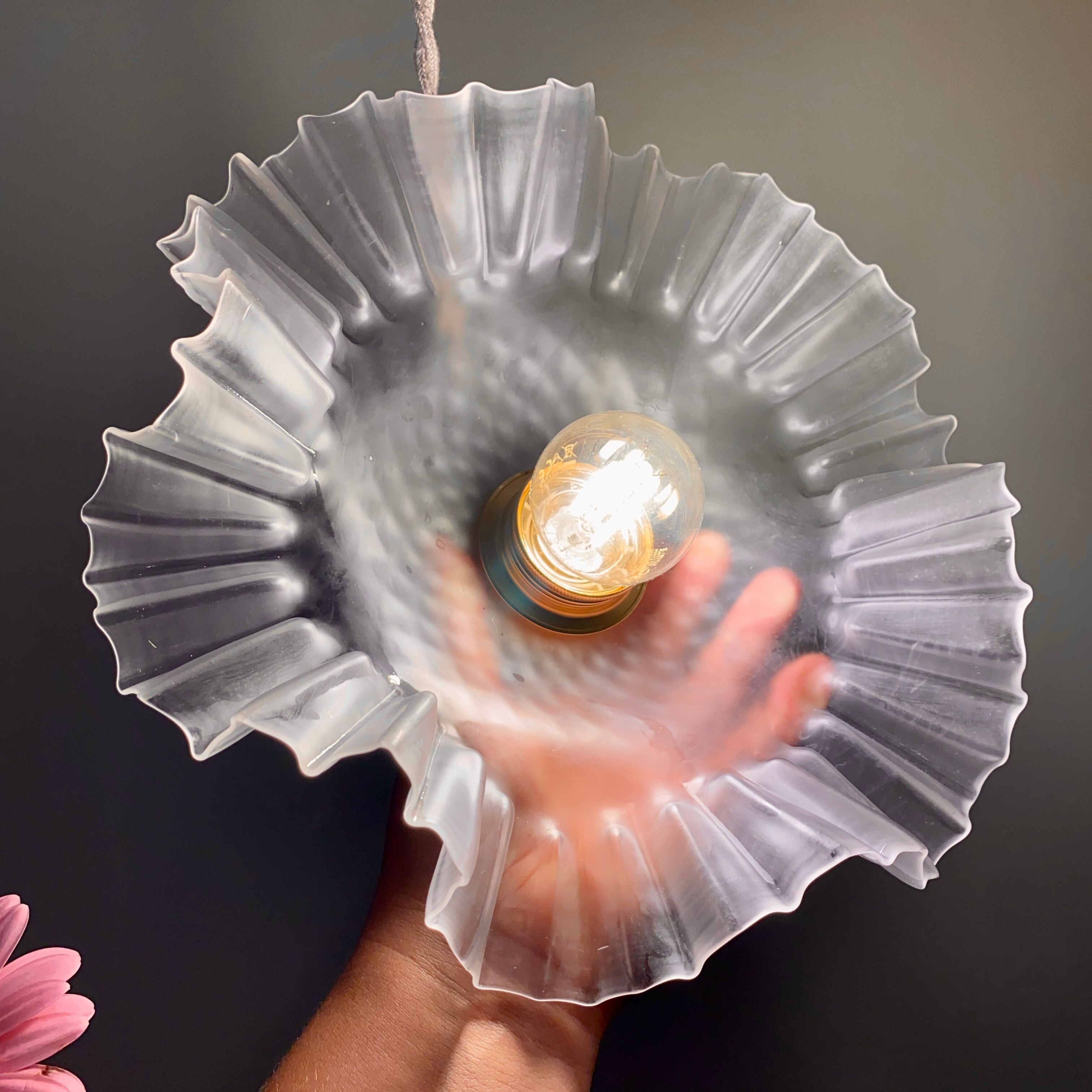 Vintage frosted glass lampshade pendant lamp