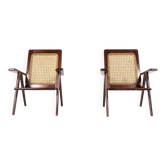 Paire de fauteuils en acajou et cannage 1950