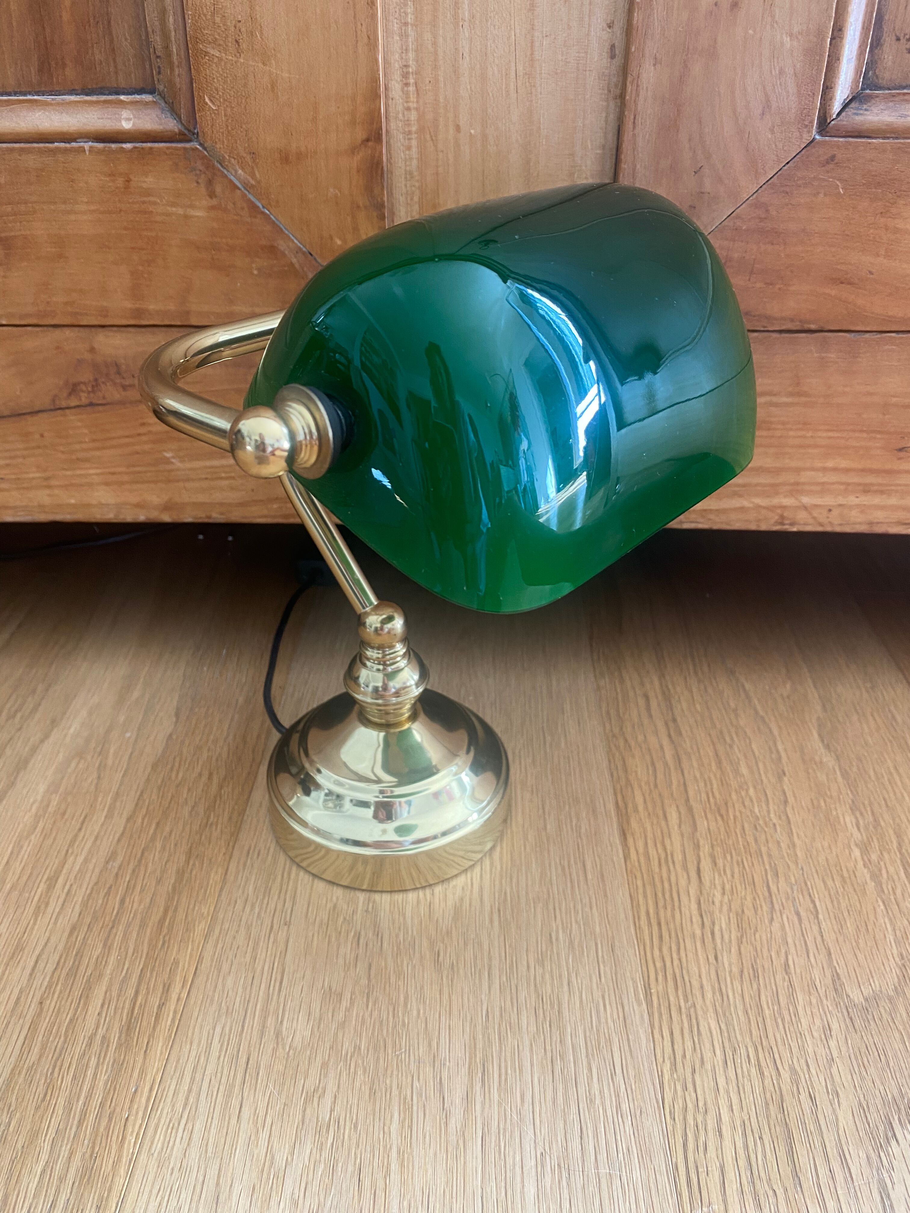 Banker's lamp notary brass and green opaline