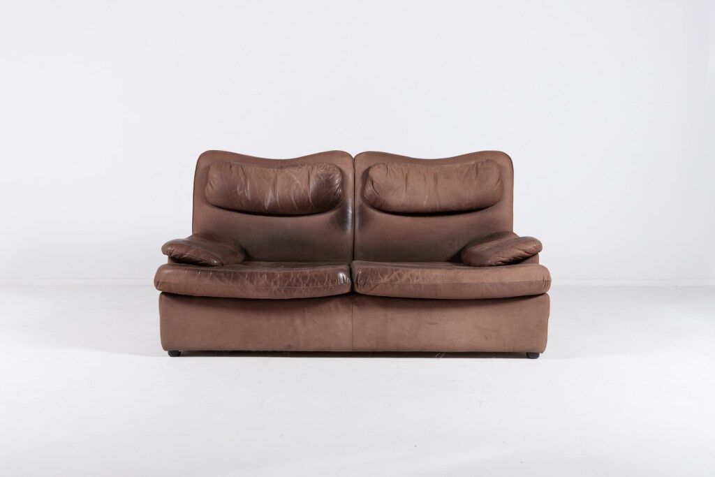 Vintage 2-seater sofa in aniline leather from the 1970s