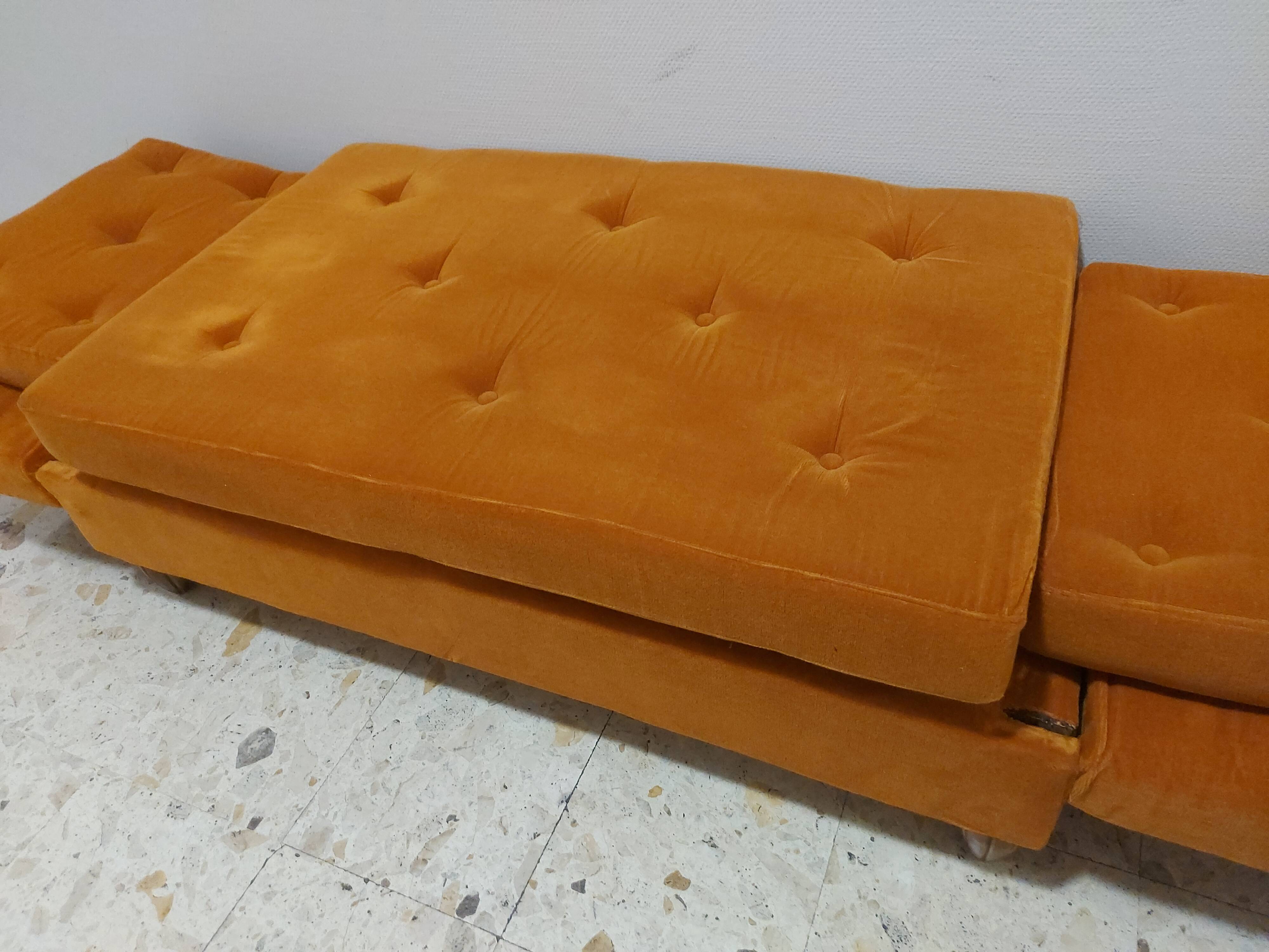 Sofa, daybed art deco, orange velvet
