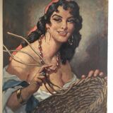 Portrait of the oil basket merchant on canvas 1950