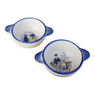 2 old Breton earthenware bowls – Pornic & MBFA