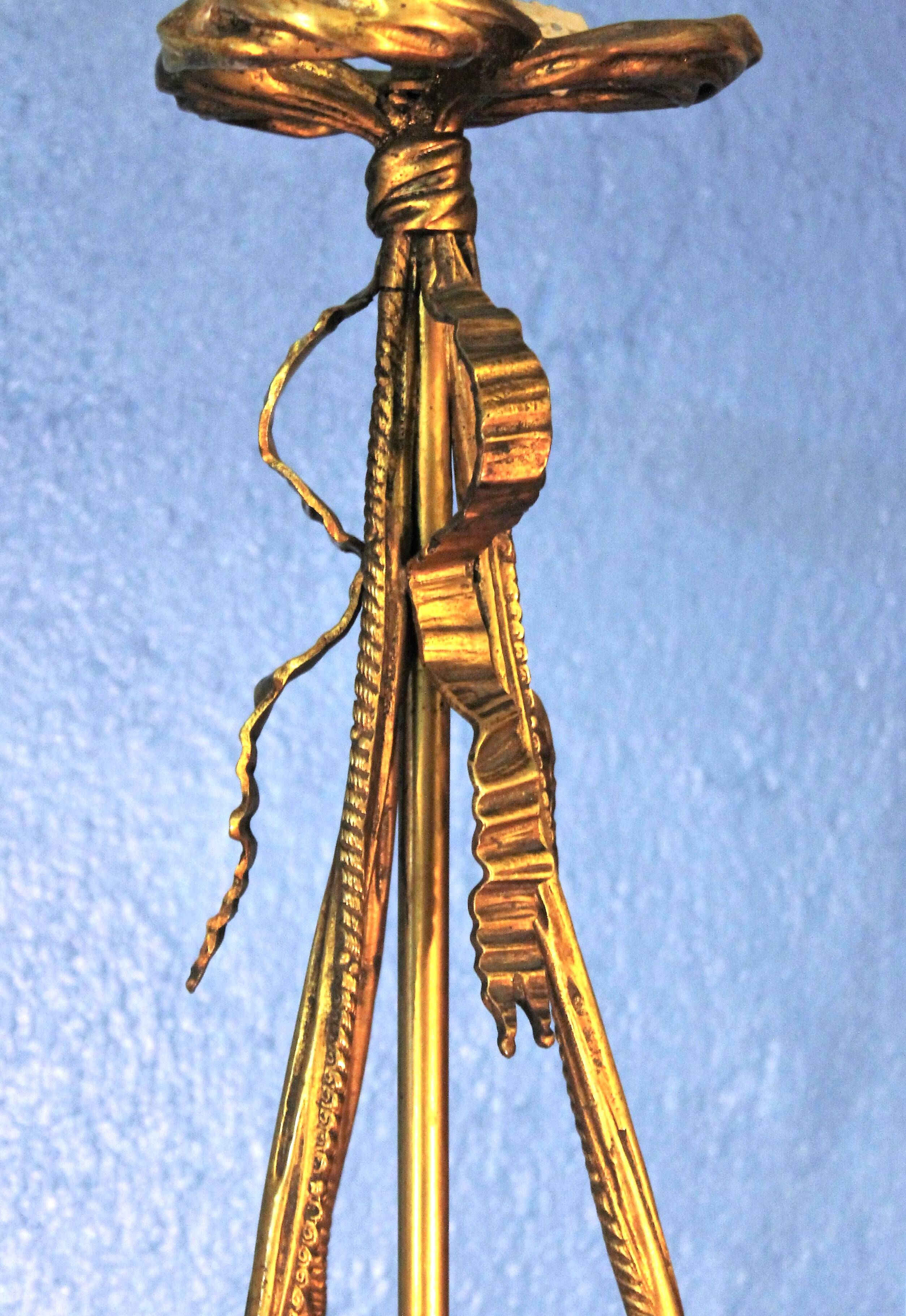 Bronze and glass pendant chandelier, 1900s