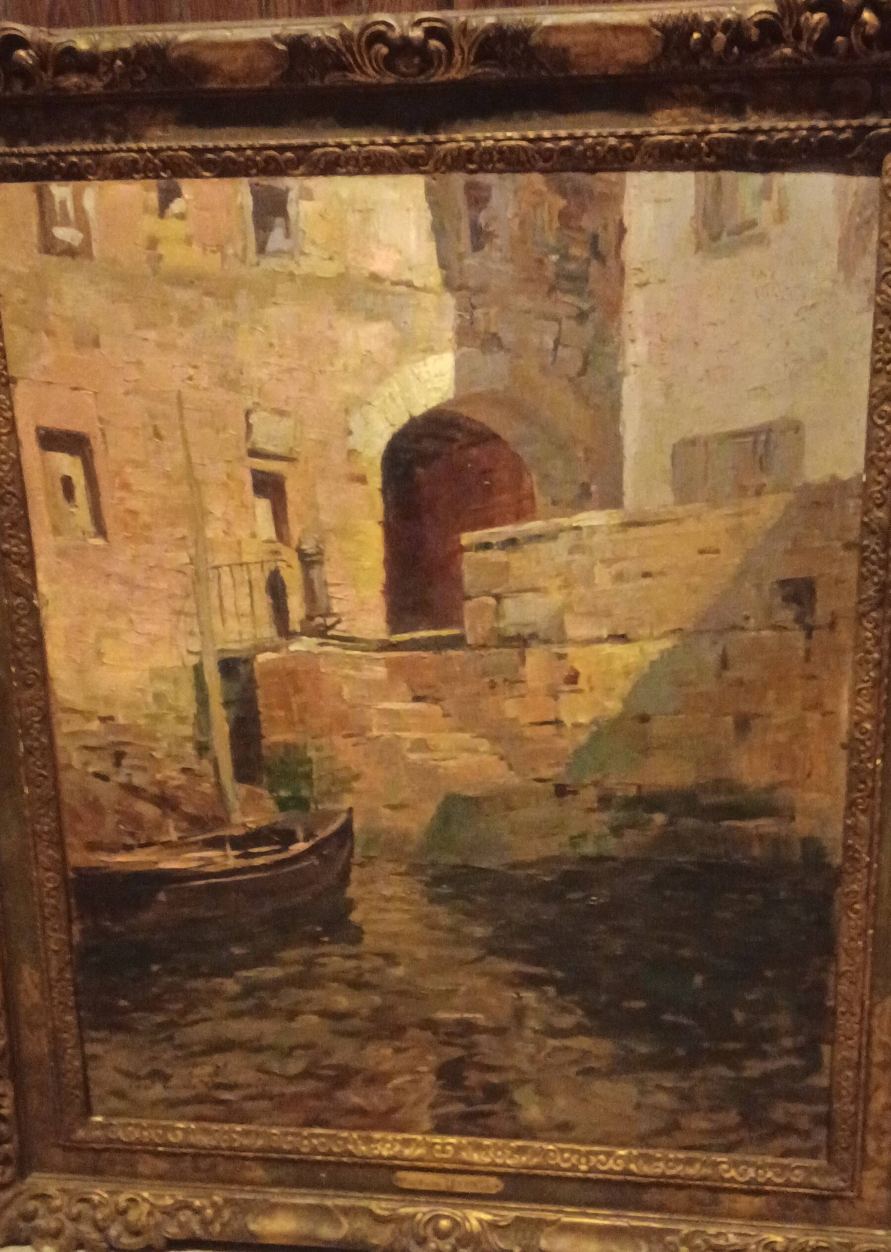 Vintage French art painting by Paul Emile Lecomte - oil on panel
