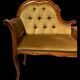 Telephone chair in wood and mustard fabric