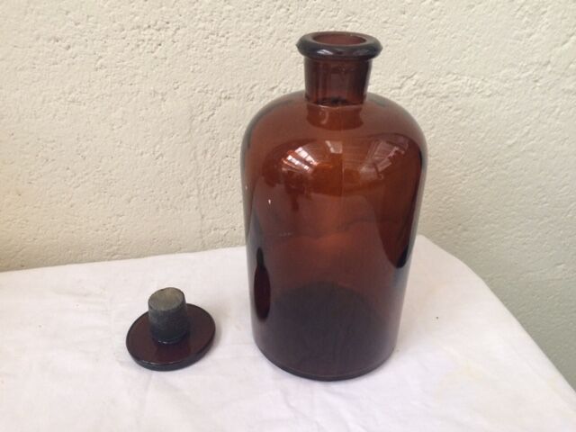 Apothecary bottle, collection pharmacy, amber thick glass