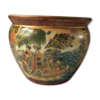 Antique Satsuma porcelain vase/aquarium, Japan late 19th early 20th