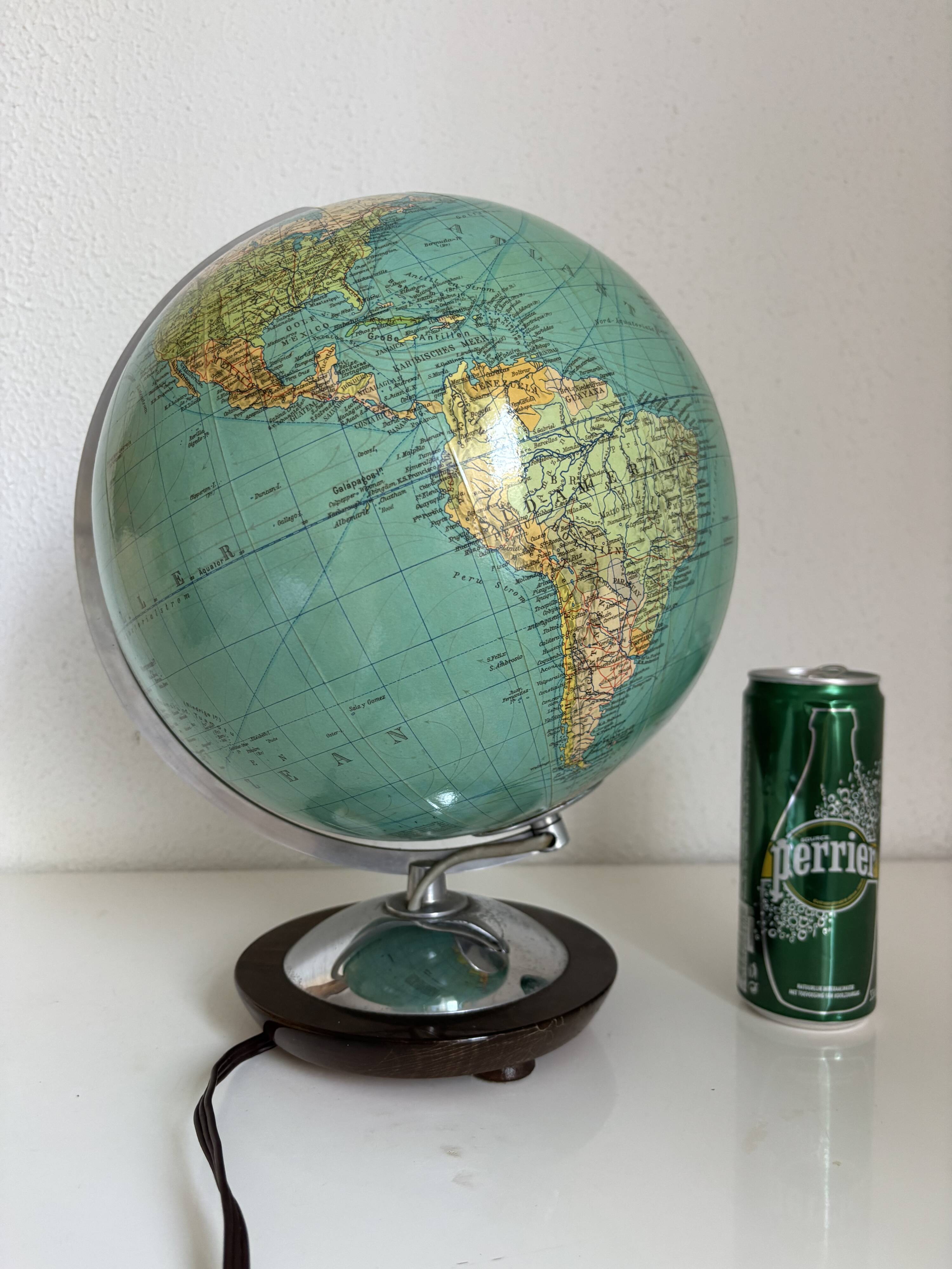 Vintage terrestrial globe 1965 German glass Columbus duo - 34 cm
