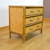 Bamboo & rattan chest of drawers vintage 1970