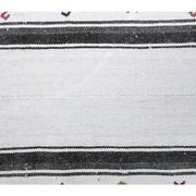 Vintage Turkish Hand-Knotted Wool Cotton White Kilim Runner Rug 71x157