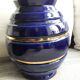 Large vintage blue and gold vase