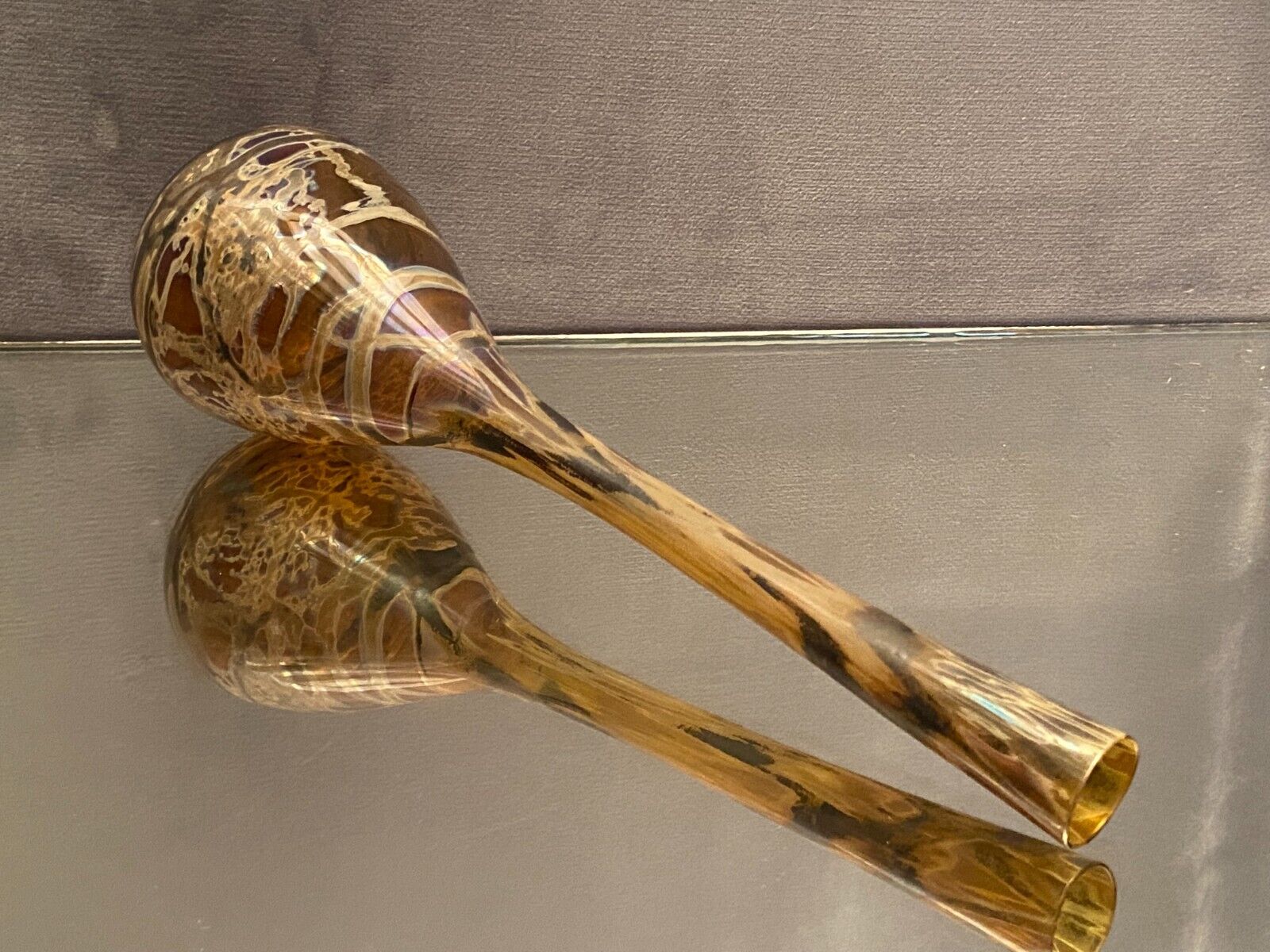 Soliflore vase in tinted glass with marbled decoration Murano Venice