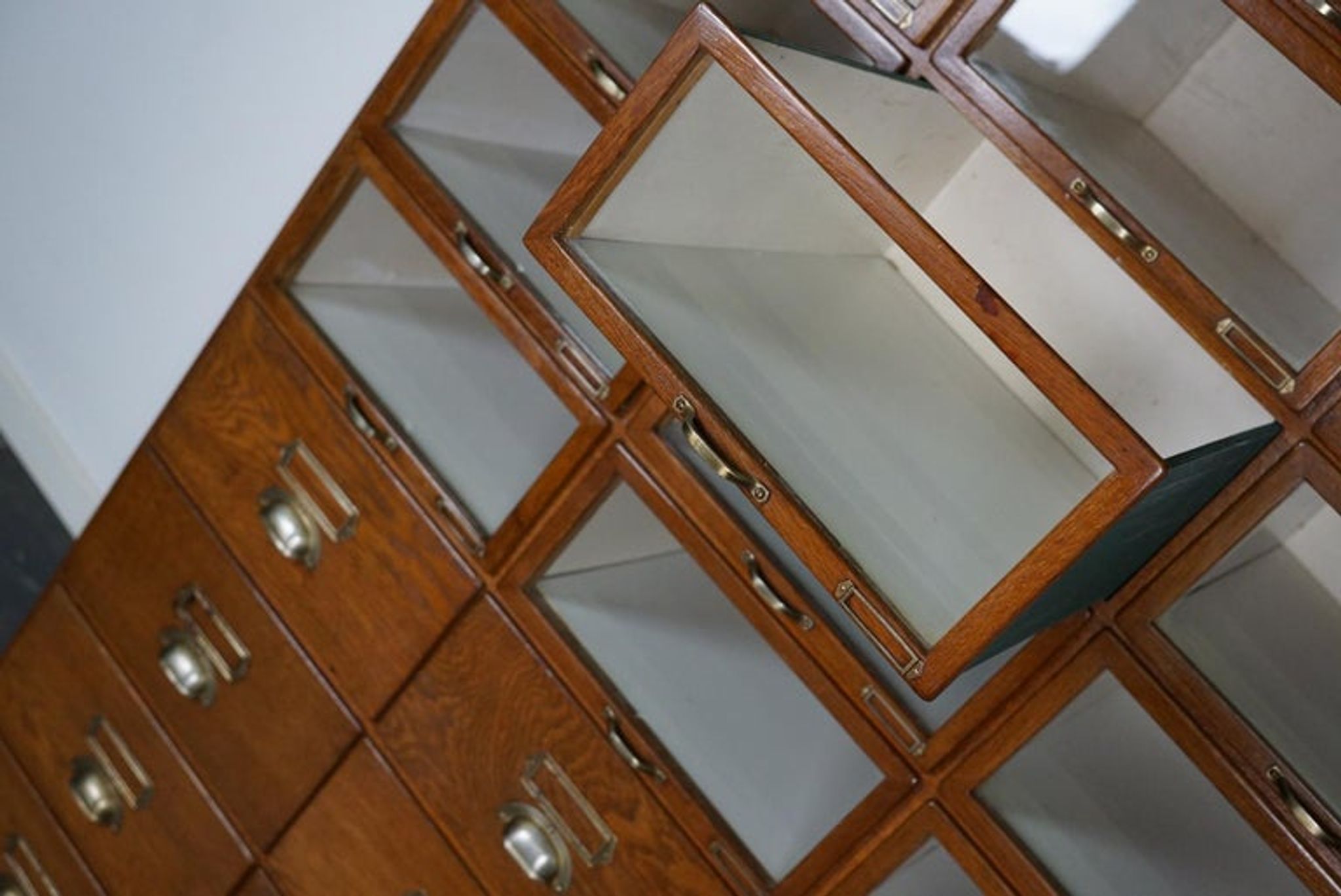 Vintage oak haberdashery shop furniture, Netherlands, 1930s