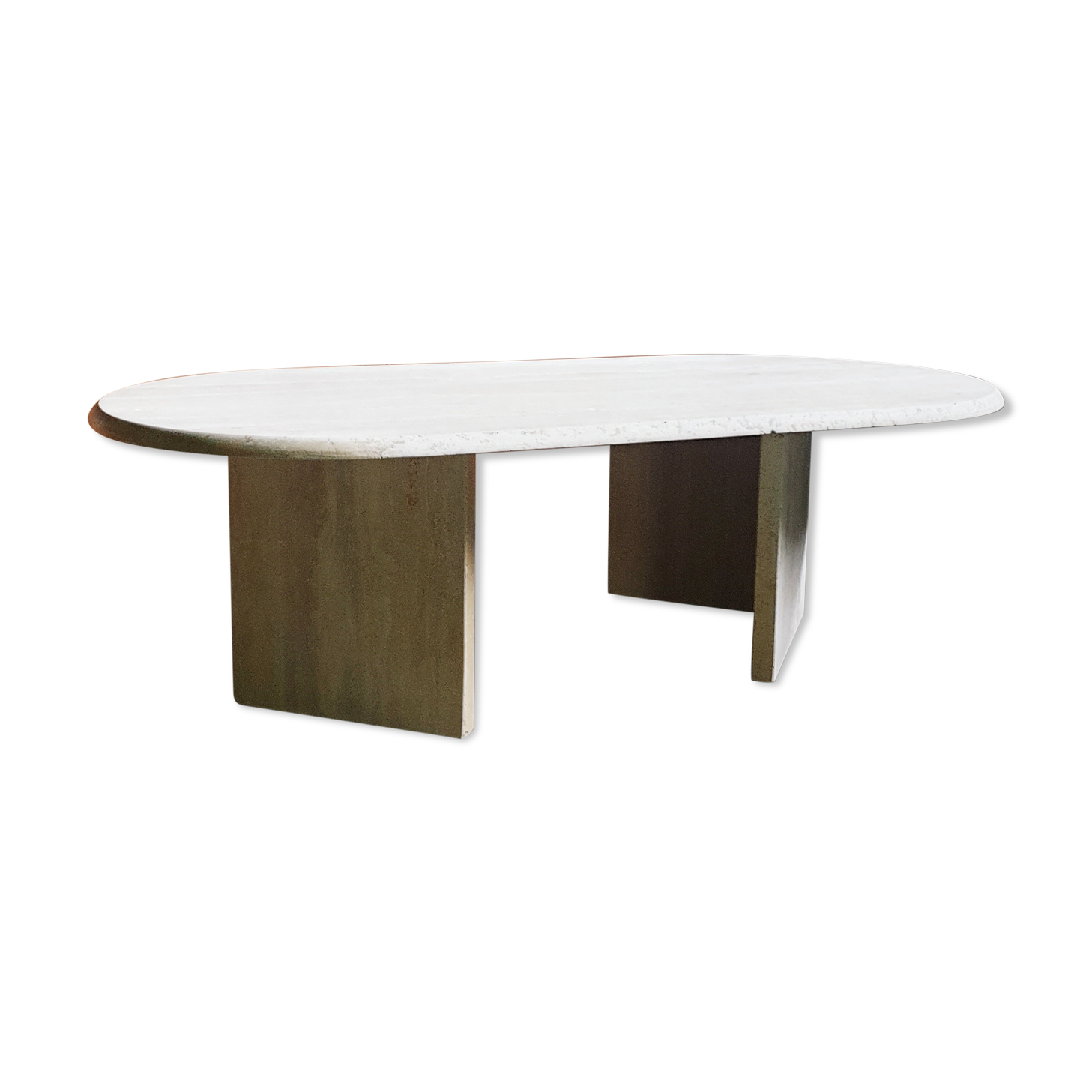 Vintage coffee table travertine marble Rochebobois 80s
