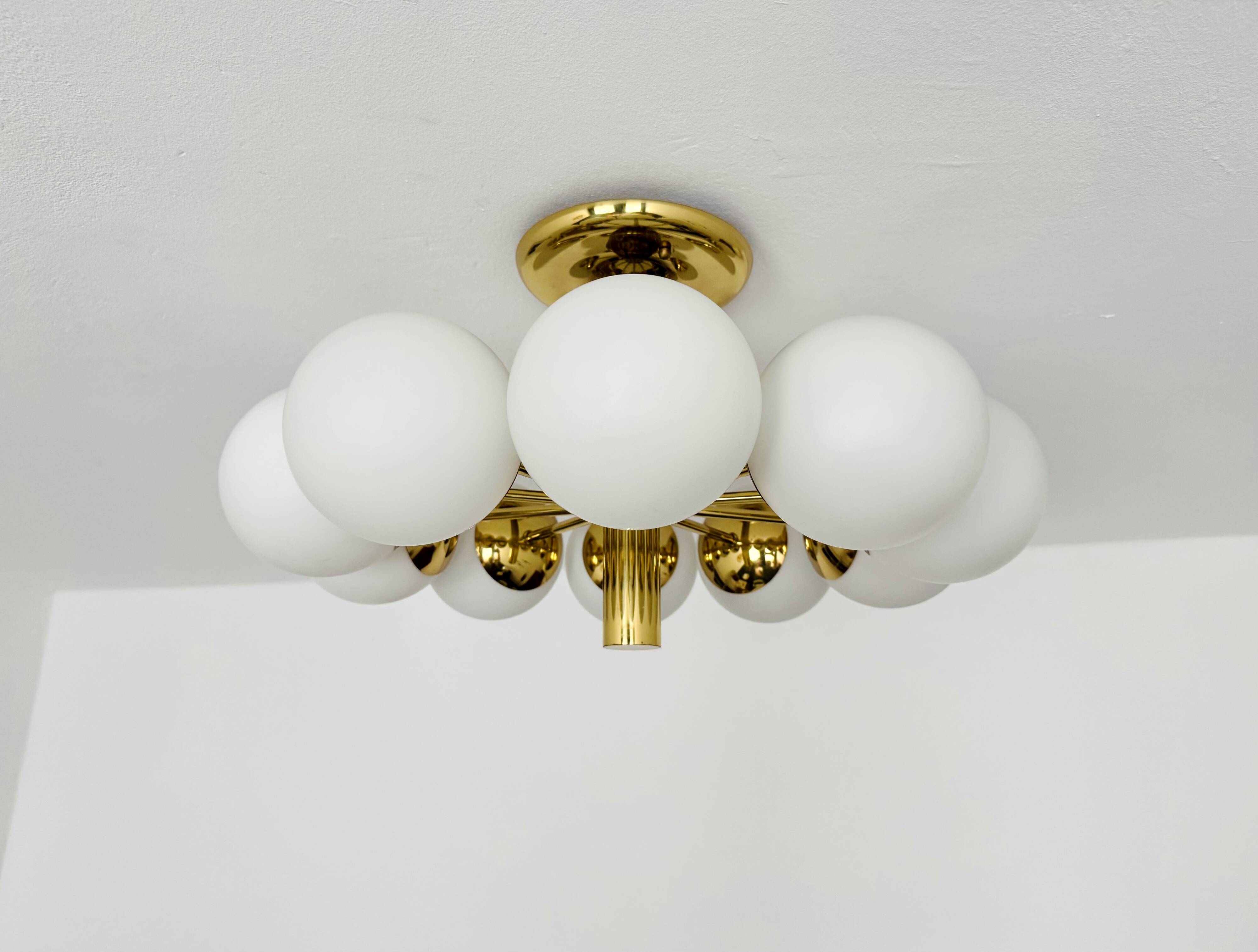 1 of 2 Brass Sputnik Flush Lamps by Kaiser Leuchten