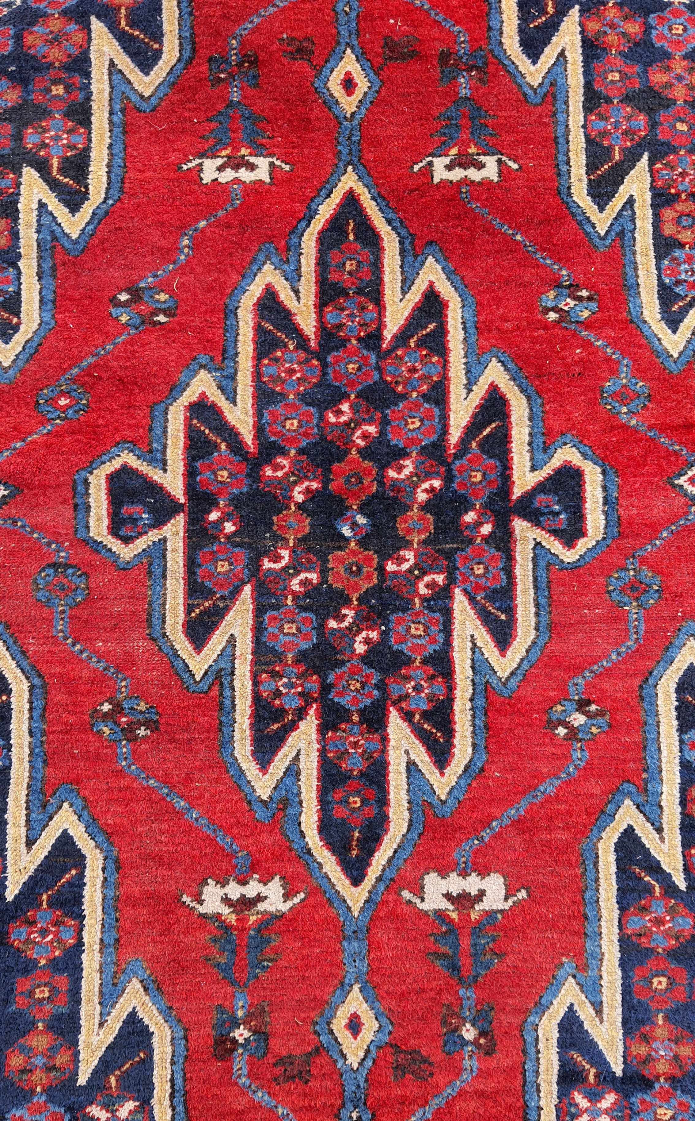 Antique handmade wool carpet, Mazlagan Iran 194 cm