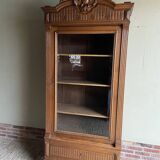 Antieke eiken houten boekenkast, vitrinekast, winkelkast, servieskast.