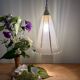 Vintage tulip pendant light in white and gold frosted glass