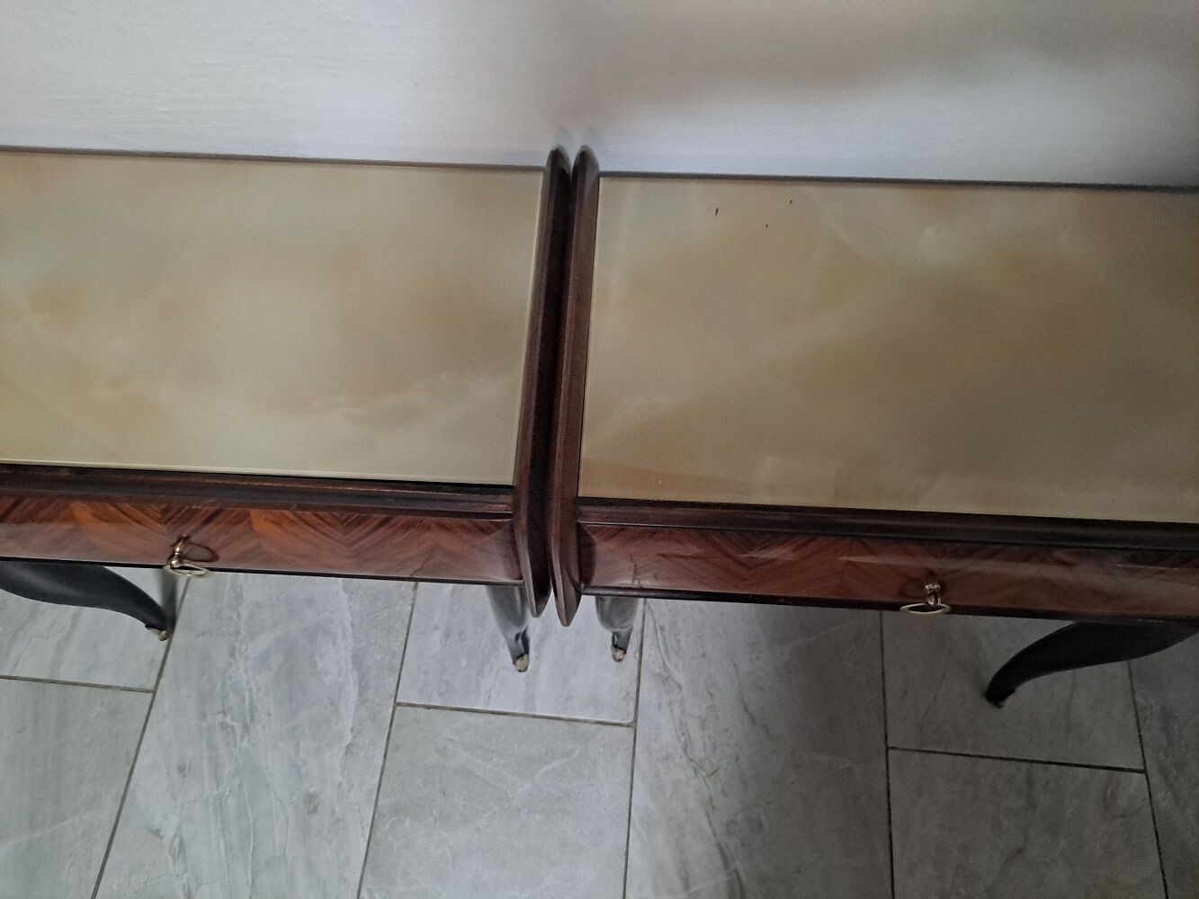 Pair of Mcm italian bedside units tables 1950s