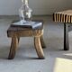 Petit stool, tabouret d'appoint en teck massif rectangulaire wabi-sabi H25