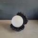 Vintage shell lamp in black porcelain with opaline globe.