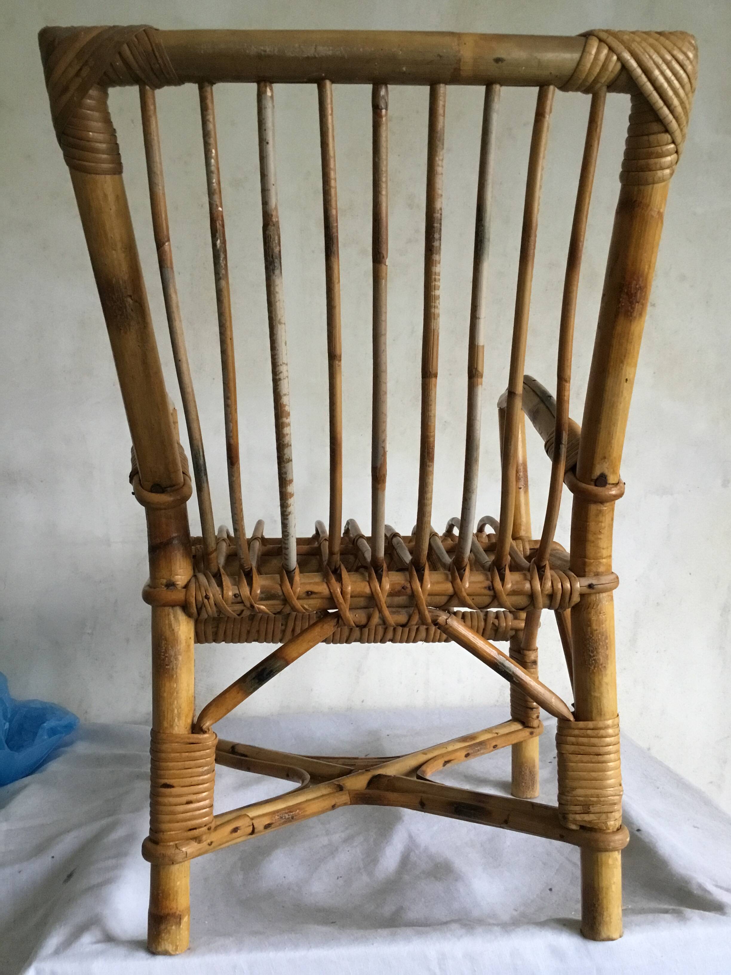 Vintage wicker and rattan children's armchair