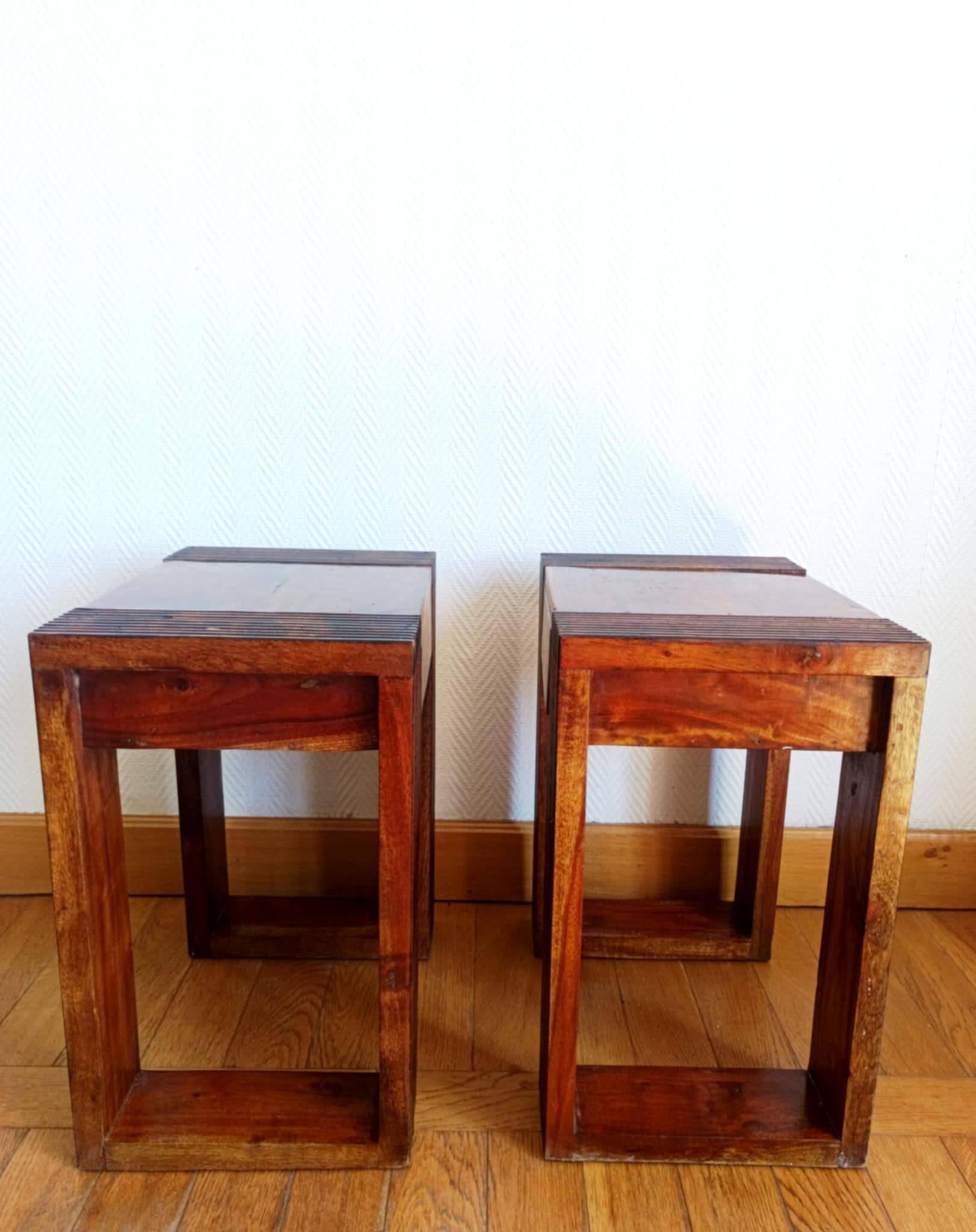 Pair of exotic wood bedside tables