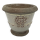 Pot cover, vintage pottery in white glazed stoneware with medallion decoration