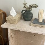 Minimalist travertine stone side table