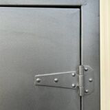 Metal kitchen cabinet, aluminum marshal's baton handles; 1950s