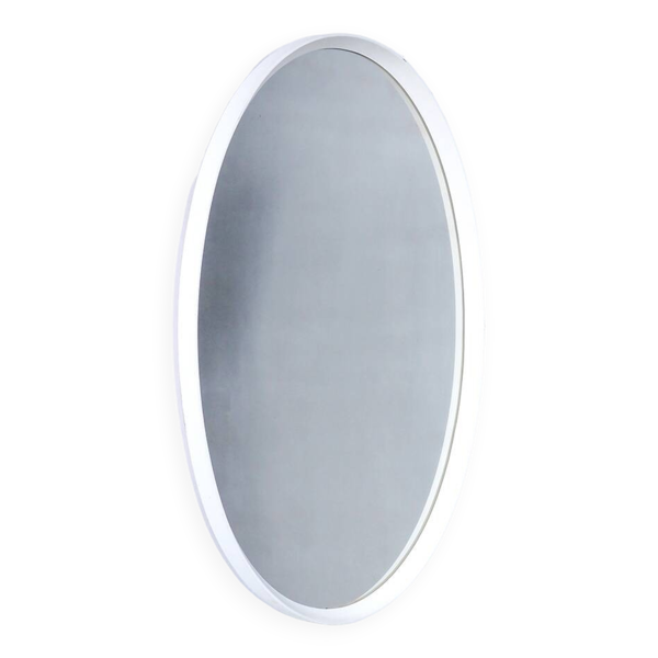 Miroir mural ovale en bois blanc, années 1960